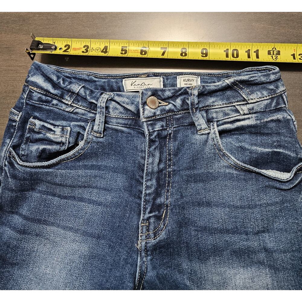 KanCan Signature Shorts Women’s Sz 25 Kurvy Mid Rise Denim Blue Stretch Casual - Picture 7 of 7